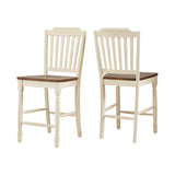 Homelegance By Top-Line Antonio Antique Two-Tone Counter Height Chairs (Set of 2) White Rubberwood