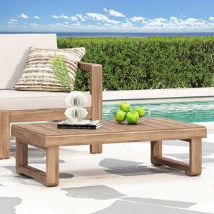 English Elm Christopher Knight Home® - WESTCHESTER Acacia Coffee Table for Outdoor Patio, Rustic Slat Top with Sled Legs, Durable 38.5"W 69079.00BBGE