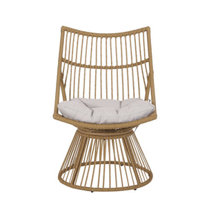 English Elm Elaine Outdoor Club Chair and Side Table Set Faux Rattan Woven Iron Patio Duo 71841.00