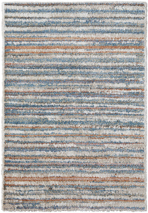 Feizy Rugs Mynka High Pile Polyester Striped Rug – Stylish, Pet-friendly, Stain-resistant, Easy-care Area Decor Ivory,Blue,Orange Polyester Myn39iefmlt000p00