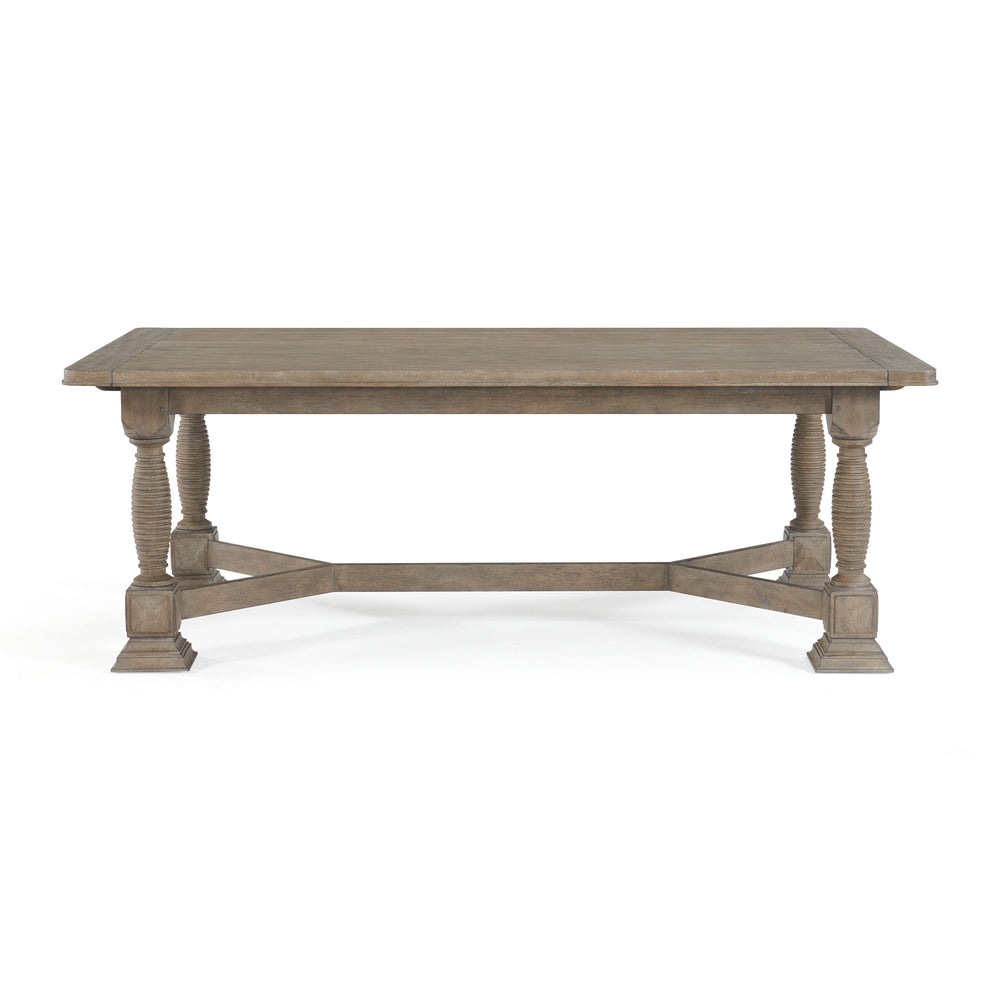 A.R.T. Furniture Reforma Trestle Dining Table - Extendable 84-128" Plank Surface, Rustic Oak Finish, Seats 8 Comfortably Brown Parawood Solids,Random Match Flaky Oak Veneers 324238-2358
