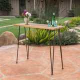 Christopher Knight Home® Denali Outdoor Industrial Teak Finished Acacia Wood Bar Table with Rustic Metal Finished Iron Frame