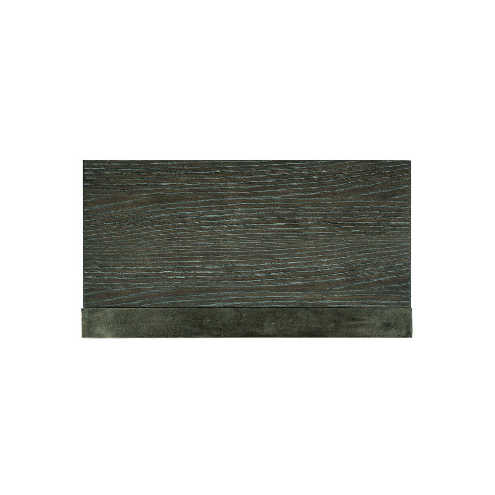 Bernhardt Bernhardt Dixon Nightstand With Sandblasted Oak Veneer, Graphite Aluminum Frame, 2 Drawers, Modern Rustic Chic 379216