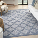 Nourison Easy Care NES01 Machine Made Flat Weave Solid Border Indoor/Outdoor Modern Outdoor Rug Denim Blue, Denim Blue 84% Polypropylene,16% Polyester 99446042231