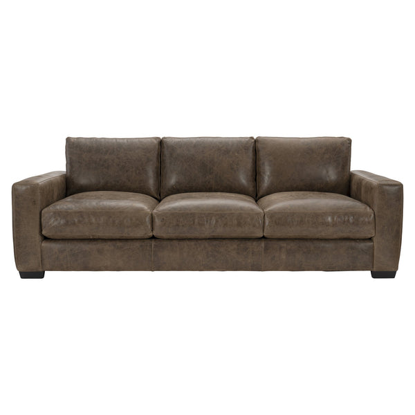 Bernhardt Bernhardt Top-Grain Leather Sofa With Wide Track Arms, Plush Cushions & Tapered Block Feet — 94" 9227LO