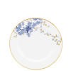 Garden Grove Elegant 6-inch Bread Plate with Blue Blossoms & 24K Gold Trim