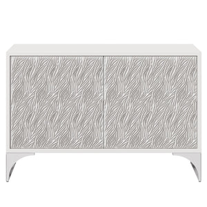 Bernhardt Bernhardt Stratum Door Chest With Carved Resin Fronts, Fossil White Faux-Stone & Polished Nickel Base 325115
