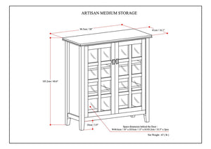 English Elm Artisan Medium Storage Cabinet - Handcrafted Black Wood Unit With Glass Doors & Adjustable Shelves B136P158400