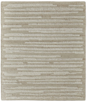 Feizy Rugs Ashby Hand-woven Wool Rug - Modern Neutral Stripes With Abstract Geometric Designs For Any Room White,Tan Wool Ash8910fivybgec50