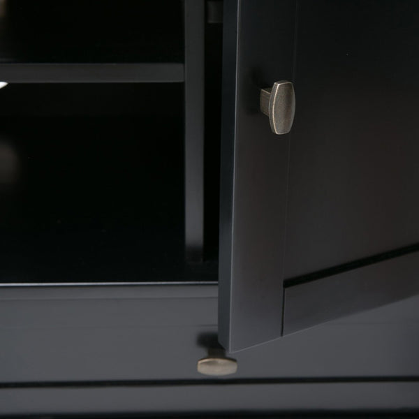 English Elm Warm Shaker Tv Media Stand - Handcrafted Solid Wood In Rich Black With Storage & Cord Management B136P159718-GIGA