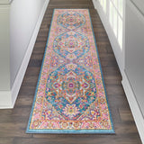 Nourison Passion PSN20 Machine Made Power-loomed Floral Border Indoor Only Bohemian  Rug Teal Multicolor, Teal Multicolor 100% Polypropylene 99446486530