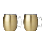 Cambridge 20oz Brushed Gold Stainless Steel Moscow Mule Mugs, Dishwasher Safe, Set of 2