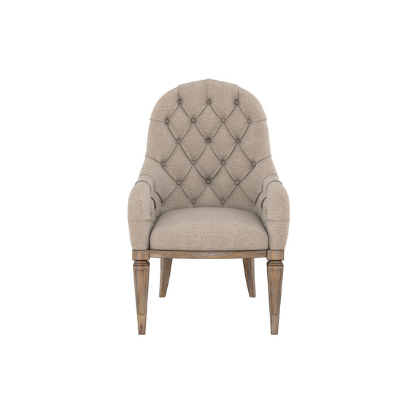 A.R.T. Furniture Architrave Upholstered Arm Chair - Elegant Almond Finish, Timeless Tufted Design, Versatile Comfort Brown Material, Parawood Solids,Foam,Fabric 277207-2608