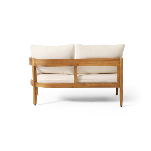 English Elm Brooklyn Outdoor Acacia Hardwood Modular Sectional Sofa with Tuxedo Curved Slat Design 73147.00BGE