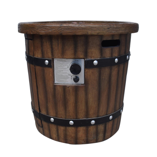 English Elm Round Mgo Concrete Outdoor Fire Pit 40000 Btu Propane Patio Gathering Centerpiece 62229.00DBRN-40K