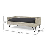 Christopher Knight Home® - Noble House - Bonneville Mid-Century Modern Pet Bed with Acacia Wood Frame, Light Gray and Gray