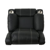 Christopher Knight Home® - Noble House - Sarina Traditional Black Leather Recliner with Steel Cup Holders