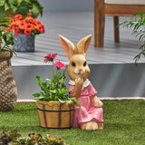 Christopher Knight Home® - Noble House - Kuhrs Outdoor Decorative Rabbit Planter, Brown and Pink