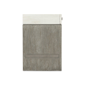 Bernhardt Bernhardt Cerused Acacia Nightstand With Soft-Closing Drawer, Usb Charging And Open Shelf Light Shale 28"W x 20"D x 29.13"H 306217