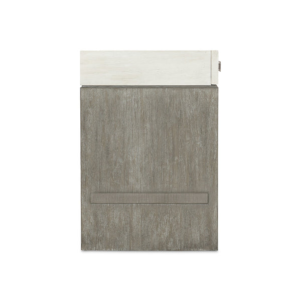 Bernhardt Bernhardt Cerused Acacia Nightstand With Soft-Closing Drawer, Usb Charging And Open Shelf Light Shale 28"W x 20"D x 29.13"H 306217