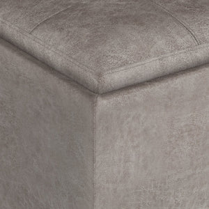 English Elm Rockwood - Stylish Multi-Functional Cube Storage Ottoman With Flip-Over Tray In Grey Taupe B136P159100-GIGA