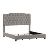 Homelegance By Top-Line Cosette Adjustable Diamond Tufted Camelback Bed Black Linen