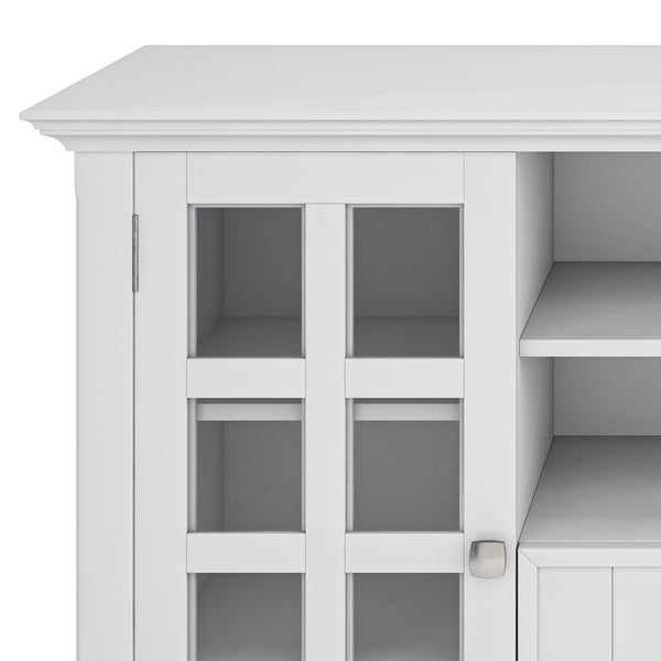 English Elm Acadian Tall TV Media Stand with Tempered Glass Doors, Solid Wood Crafted, Fits Up to 60" TVs White B136P158300