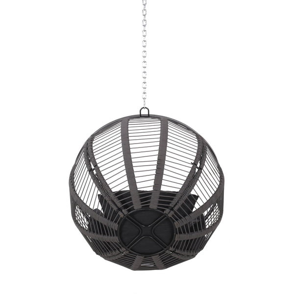 English Elm Christopher Knight Home® - WASHINGTON Therese Rope Weave Hanging Chair with 8ft Chain, Water-Resistant Cushions, Indoor/Outdoor Comfort 71223.00GBLK