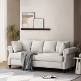 Christopher Knight Home® - Noble House - Manbow Contemporary Fabric Pillowback 3 Seater Sofa With Nailhead Trim