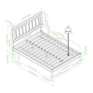 X Spindle Mid-century Modern Solid Wood Full Bed Black XAVB6BBL Walker Edison