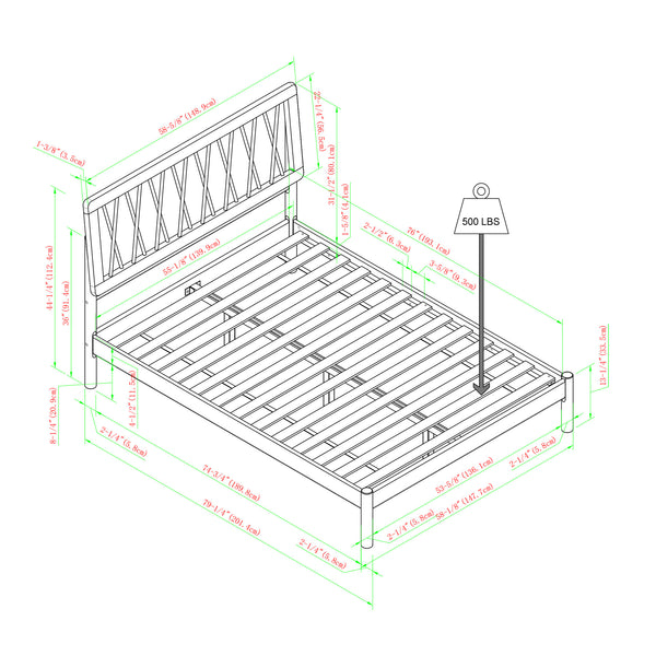 X Spindle Mid-century Modern Solid Wood Full Bed Black XAVB6BBL Walker Edison