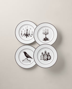 Lenox Vintage Halloween 4-Piece Dessert Plate Set Multi, WHITE PORCELAIN 891431