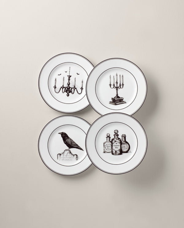 Lenox Vintage Halloween 4-Piece Dessert Plate Set Multi, WHITE PORCELAIN 891431