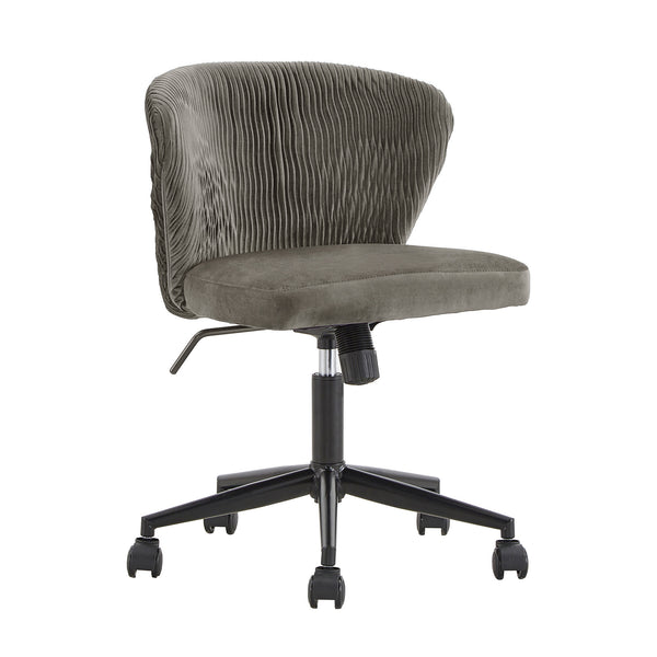 Homelegance By Top-Line Edoardo Curved Back Velvet Wave Pattern Office Chair Dark Grey Velvet