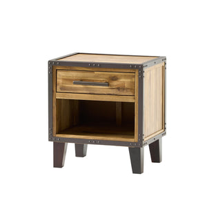 English Elm Christopher Knight Home® - BRIGHTON Acacia Wood Nightstand with Drawer & Open Shelf, Industrial Iron Frame, Natural Finish - Compact 20"x15" Accent Table for Bedroom Storage and Style 54716.00
