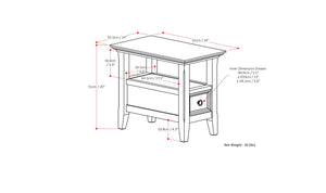 English Elm Amherst Narrow Side Table - Handcrafted Hickory Brown, Stylish Storage For Small Living Spaces B136P158325