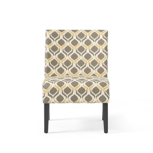 English Elm Accent Chair with Rubberwood Legs Plush Upholstered Seat for Living Room or Bedroom Grey Multi 57764.00YGAY