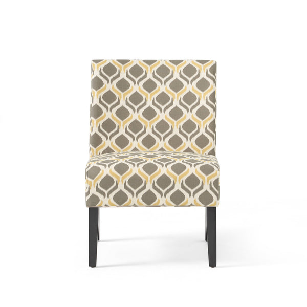English Elm Accent Chair with Rubberwood Legs Plush Upholstered Seat for Living Room or Bedroom Grey Multi 57764.00YGAY