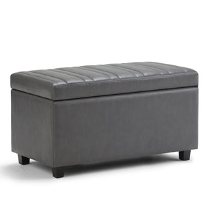 English Elm Darcy Storage Ottoman Bench - Stylish Stone Grey Faux Leather With Hidden Storage & Comfort Features B136P159119