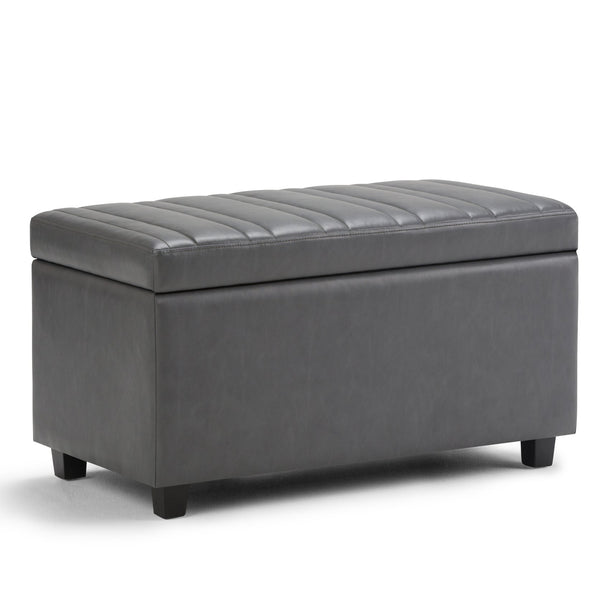 English Elm Darcy Storage Ottoman Bench - Stylish Stone Grey Faux Leather With Hidden Storage & Comfort Features B136P159119