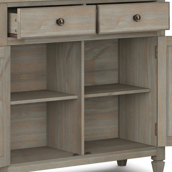 English Elm Connaught Solid Wood Entryway Storage Cabinet - Distressed Grey, Vintage Charm & Versatile Storage Solution B136P158541