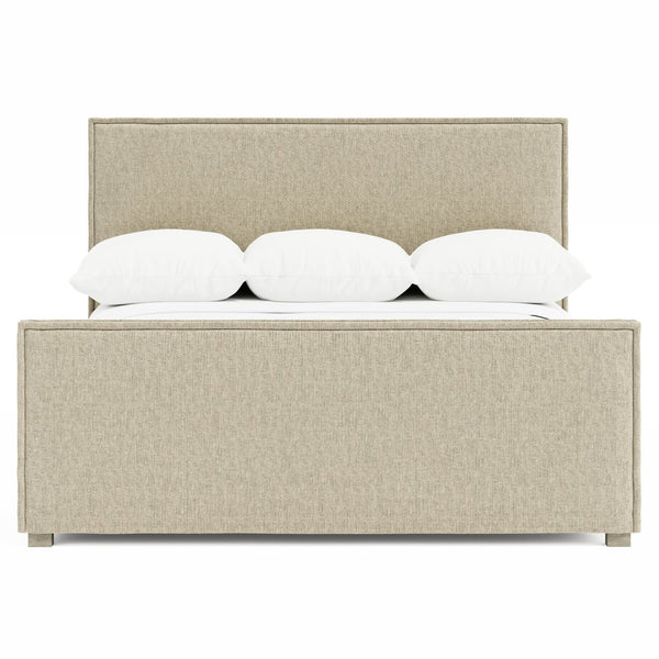 Bernhardt Bernhardt Sawyer Upholstered Panel Bed In Fawn — Transitional Textural Fabric, Stitched Flange Elegance K2205