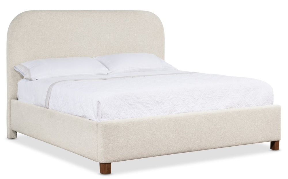 Hooker Furniture Commerce Bridget Queen Upholstered Bed With Padded Headboard, Dark Wood Feet, Modern Casual Comfort And Style 90.00 L x 82.25W x 58.00H 7228-90866-001-05