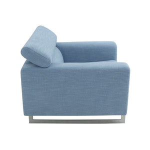 Pasargad Home Serena Lounge Chair - Adjustable Headrest, Plush Comfort, Perfect For Relaxation Blue Poly Fabric Pzw-2027b-1