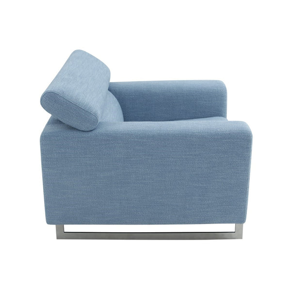 Pasargad Home Serena Lounge Chair - Adjustable Headrest, Plush Comfort, Perfect For Relaxation Blue Poly Fabric Pzw-2027b-1