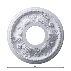 Atlas Acanthus 11-Inch Architectural Medallion for Ceilings – Timeless Design with Elegant Acanthus Motif White LA11037-WH
