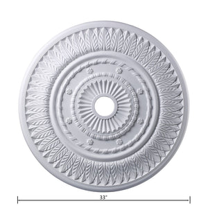 Atlas Corinna 33'' Wide Medallion - Elegant White Ceiling Accent with Botanical Details for Chandeliers LA11040-WH