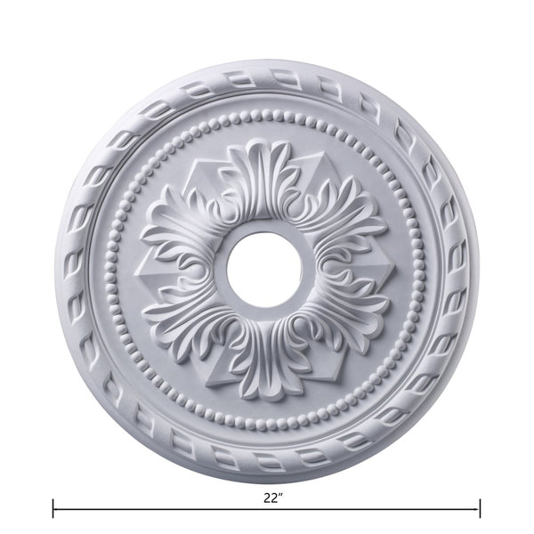 Atlas Corinthian 22'' Wide Ceiling Medallion - Elegant Architectural Accent for Modern Home Decor White LA11042-WH