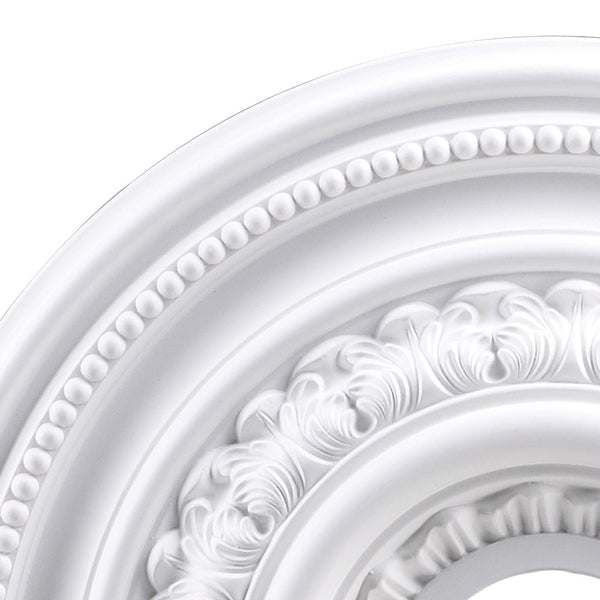 Atlas English Medallion Ceiling Accent - Classic Charm for Chandeliers and Fixtures, Elegant Design White 18'' LA11043-WH