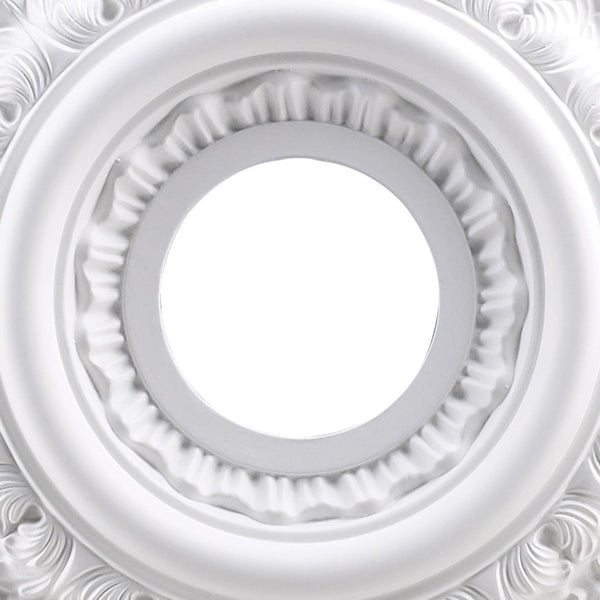 Atlas English Medallion Ceiling Accent - Classic Charm for Chandeliers and Fixtures, Elegant Design White 18'' LA11043-WH